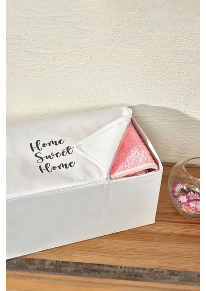 6 Lı Home Sweet Home Baskılı Beyaz Mega Boy Baza Altı Kazak Pike Battaniye Hurcu 74 x 46 x 46 cm indirimleri