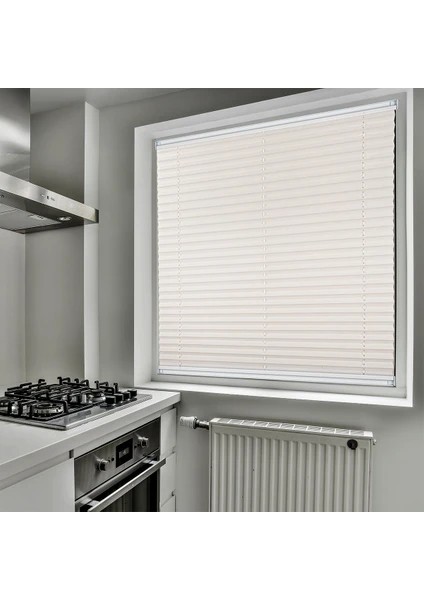 Beyaz Plise Perde Cam Balkon Perdesi (Vidalı Sistem)