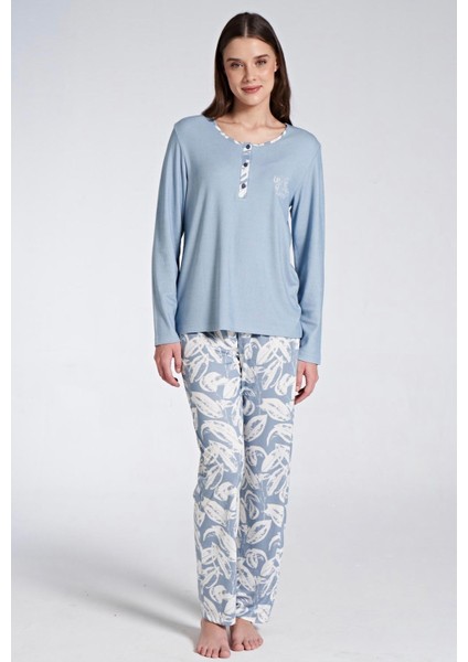 Kadın Uzun Kol Büyük Beden Pijama Takımı