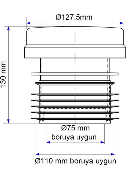 Junior Maxi HC47-30 DN70lik DN100lük atık pis su otomatik hava alma valfi havalık şapkası cihazı - banyoda tuvalette yer süzgeci sifon gider ve duş kötü lağım ve kanalizasyon kokusu önleyici