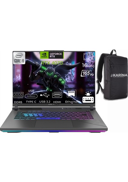 Rog Strix G16 I9-14900HX G614JIR-N3088-22 64GB 1tb+1tb RTX4070 Windows 11 Pro 16" Wuxga Gaming Laptop