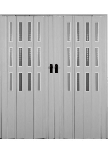 Beyaz Renkli 3 Sıra Camlı 12 mm - Çift Kanat - En 144 cm * Boy 200 cm Akordiyon Kapı