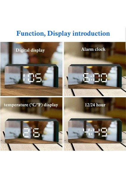 Alarm Takvimli Aynalı Termometre LED Dijital Modern Masa Saati modelleri