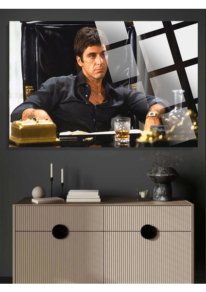 Tony Montana 4mm Lüks Kırılmaz Temperli Yüksek Çözünürlüklü Cam Tablo