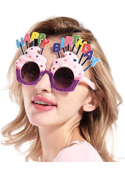 Happy Birthday Yazılı Parti Gözlüğü Mor 17x11 Cm