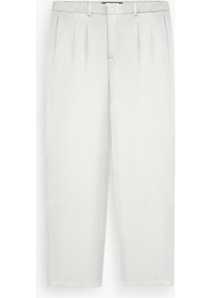 Erkek Baggy Fit Kumaş Pantolon Beyaz fiyatları