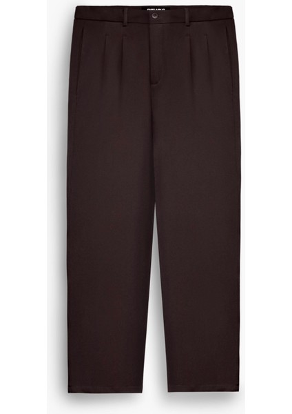 Oversize Bol Paça Kumaş Pantolon Kahve