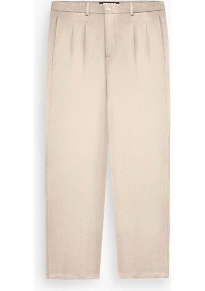 Oversize Bol Paça Kumaş Pantolon Bej