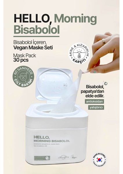 Bisabolol Içeren Yatıştırıcı Vegan Maske Seti 30 Adet Grace Day Hello Bisabolol Mask Pack 30 Pcs modelleri