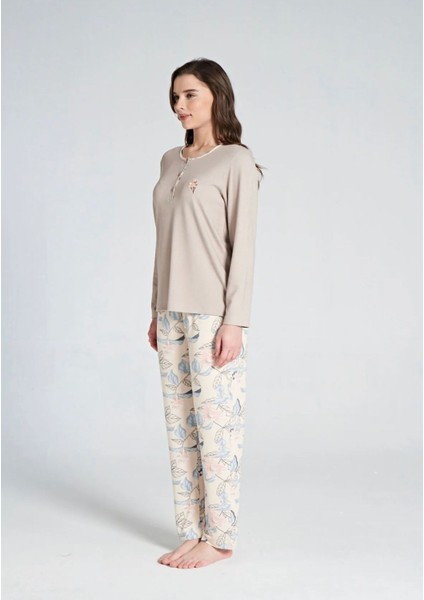 Kadın Uzun Kol Büyük Beden Pijama Takımı