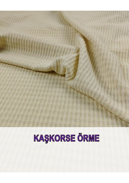 Krem Renkte Ince Kaşkorse Örme (En 140 cm x Boy 260 Cm)