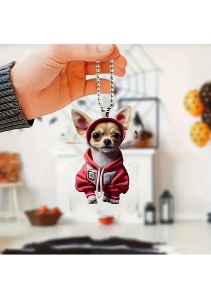 2d Akrilik Chihuahu Köpek Anahtarlık