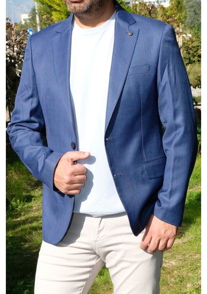 Ekose Erkek Spor Mavi Renk Ceket fırsatları