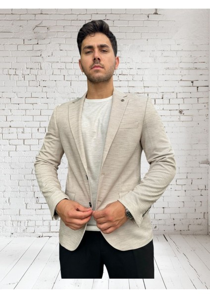Vad Açık Gri Dokulu Erkek Blazer Spor Ceket 1412