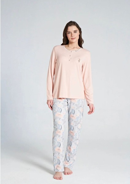 Kadın Uzun Kol Büyük Beden Pijama Takımı