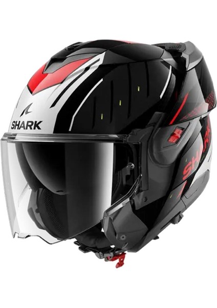 Oxo Rydger Siyah Beyaz Kırmızı Çene Açılır Kask
