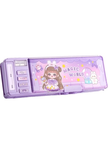 Çok Fonksiyonlu Kırtasiye Kutusu Kod Kilitli Kalem Kutusu Çift Katmanlı Büyük Kapasiteli Mekanizmalı Kalem Kutusu (Yurt Dışından)