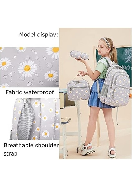 Üç Parçalı Papatya Desenli Okul Çantası Sırt Çantası (Yurt Dışından) indirimleri