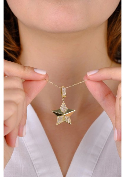 14 Ayar Altın Taşlı Yıldız Kolye Ucu fiyatları