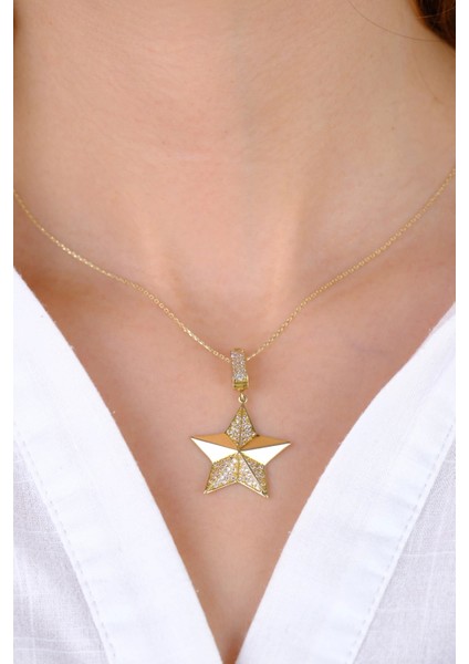 14 Ayar Altın Taşlı Yıldız Kolye Ucu fırsatları