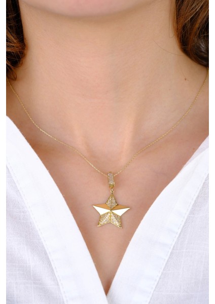 14 Ayar Altın Taşlı Yıldız Kolye Ucu indirimleri