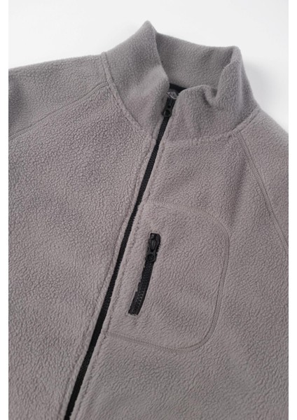 Riffen Erkek Dik Yaka Fermuarlı Sweatshirt Açık Gri fiyatları