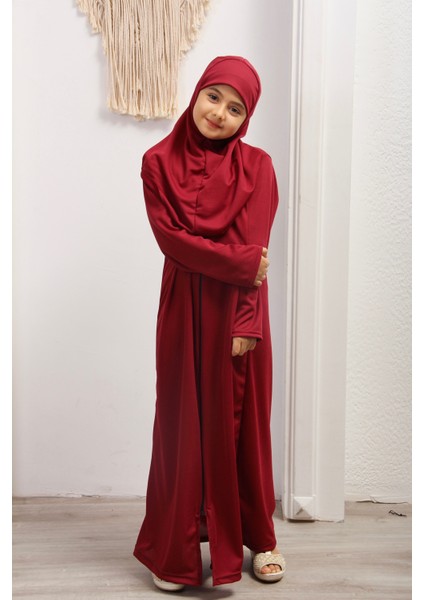 Kız Çocuk Başörtülü Namaz Elbisesi