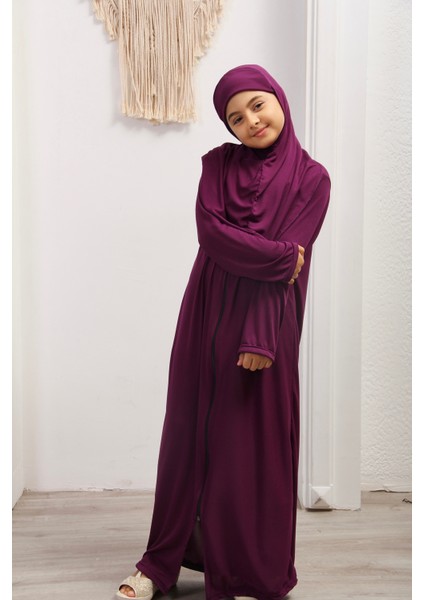Kız Çocuk Başörtülü Namaz Elbisesi