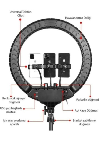 Megalüx Dökümayaklı Profesyonel Kuaför Makyajçekimleri 18ınç 460 LED Kumandalı Ring Lıght fiyatları