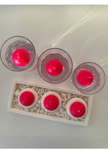 12'li Fuşya Pembe Suda Yüzen Terapi Mum