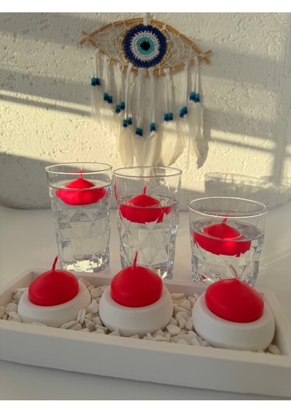 12'li Fuşya Pembe Suda Yüzen Terapi Mum