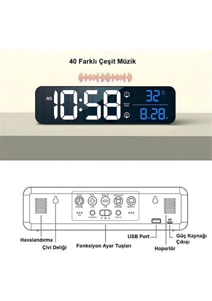 LED Hd Ekranlı Aynalı Elektronik Saat Sıcaklık Tarih Dijital Masa Saati fırsatları