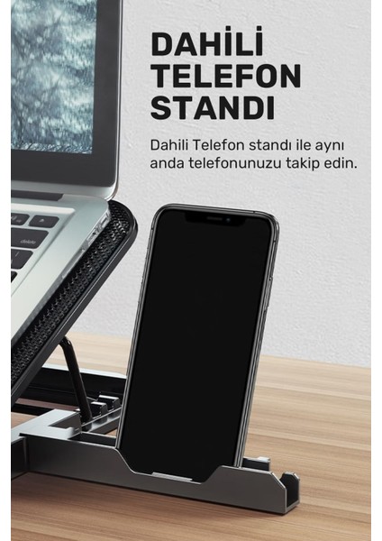 Oyun Gaming Için 6 Fanlı LED Işıklı 5 Kademeli Telefon Tutuculu Laptop Notebook Soğutucu Stand