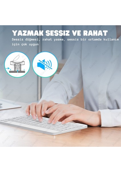 Bluetooth Klavye Mouse Set Aydınlatmalı Kablosuz Telefon Android, Ios, Windows Uyumlu Rgb 7 Renk Arka Işık Ultra Ince Kablosuz Klavye ve Fare Seti