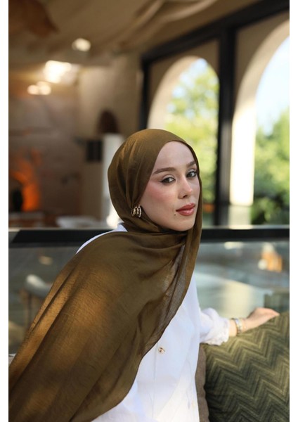 Kadın Pamuklu Şal Yumuşak Dokulu Koyu Bronz Düz Desen Hafif İlkbahar Yazlık modelleri