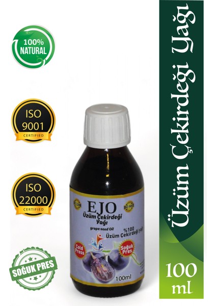 Soğuk Sıkım Üzüm Çekirdeği Yağı 100 ml / Saf ve Doğal Üzüm Çekirdeği Yağı