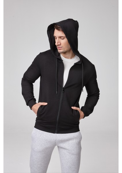 Erkek Kapşonlu Fermuarlı Sweatshirt