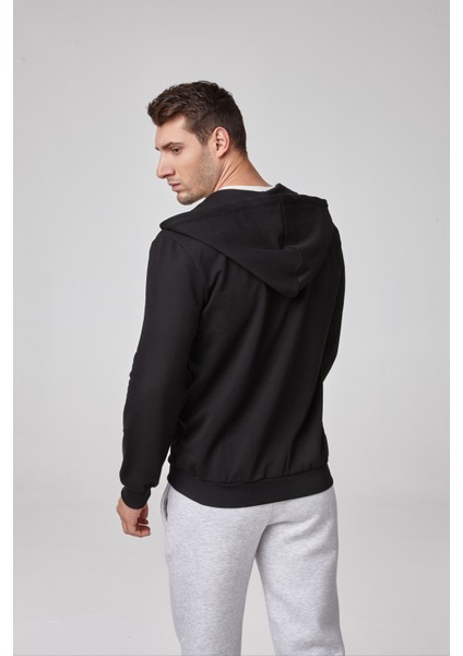 Erkek Kapşonlu Fermuarlı Sweatshirt