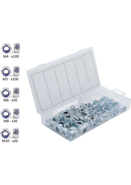 PFS300 Inox Paslanmaz Fiberli Somun Seti Çantalı 300 Parça
