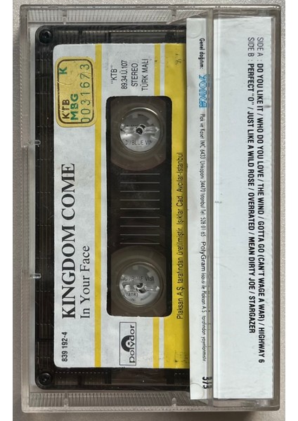 Kingdom Come In Your Face Kaset (Orjnal 1989 Dönem Türk Baskı Kaset)