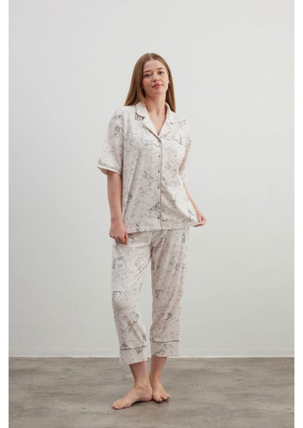 Kadın Plus Size Pamuklu Gömlek Midi Pijama Takımı indirimleri