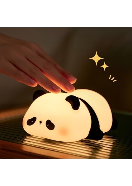 Panda Dokunma Sensörlü LED Işık, Pat Pat Silikon Gece Lambası Yumuşak Silikon Uyku Arkadaşı (Yurt Dışından)