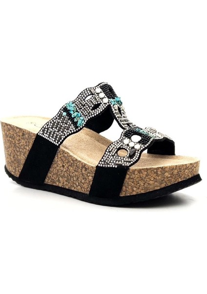 25Y101 Kadın Taşlı Comfort Dolgu Topuk Terlik