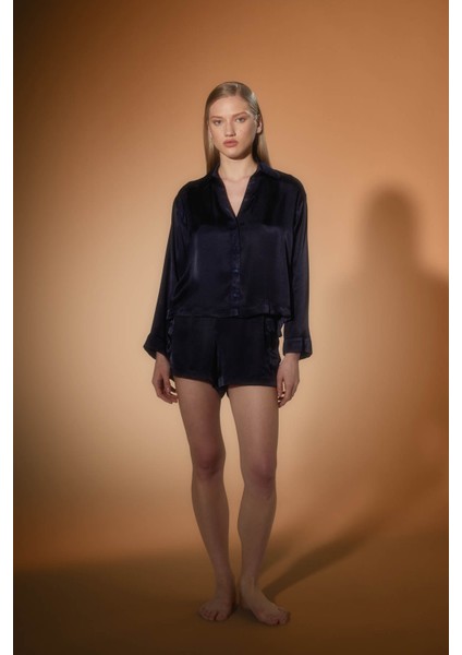 Kadın Vegan Dokuma Cep Detaylı Bağcıklı Şort modelleri