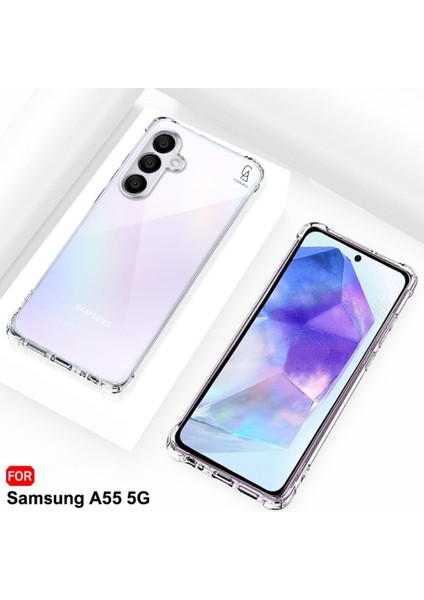 Samsung Galaxy A55 Uyumlu Köşe Dolgulu Anti Shock Telefon Kılıfı ve Kırılmaz Cam Ekran Koruyucu modelleri
