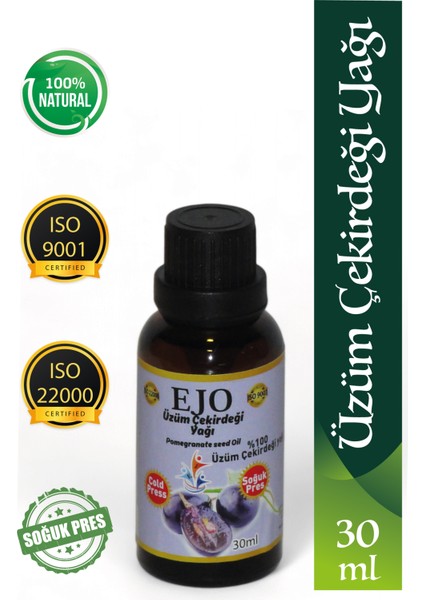 Soğuk Sıkım Üzüm Çekirdeği Yağı 30 ml / Saf ve Doğal Üzümçekirdeği Yağı