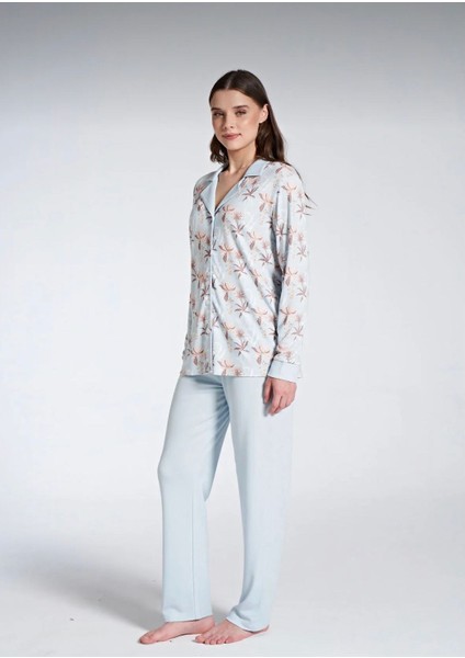 Kadın Uzun Kol Büyük Beden Önden Düğmeli Pijama Takımı fiyatları