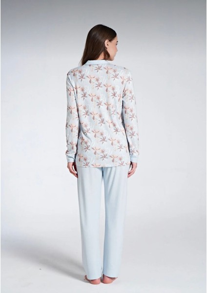 Kadın Uzun Kol Büyük Beden Önden Düğmeli Pijama Takımı modelleri