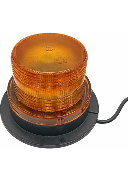 12V-24V Çakar Tepe Lamba Mıknatıslı Çakmak Fişli 18 Ledli (Fonksiyonlu) (130*90 Mm) Turuncu