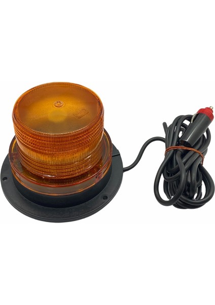 12V-24V Çakar Tepe Lamba Mıknatıslı Çakmak Fişli 18 Ledli (Fonksiyonlu) (130*90 Mm) Turuncu